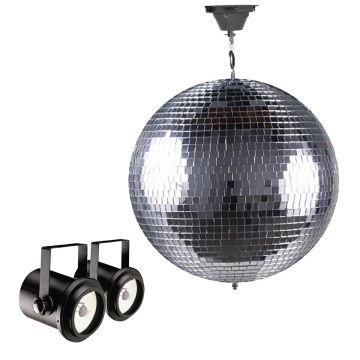 12" Glass Mirror Ball with Dual Pinspot Lighting Fixtures Package