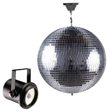 12" Glass Mirror Ball with Pinspot Lighting Fixture Package