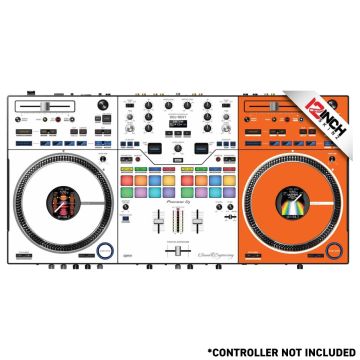 12 Inch Skinz (14) Piece Adhesive Kit for DDJ-REV7 - Orange-White