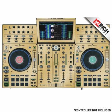 12 Inch Skinz Denon PRIME4 Metallics Brushed Gold Hardware Overlays