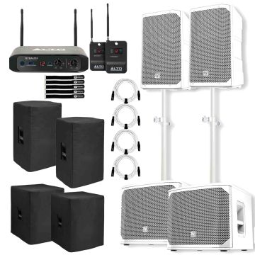 2x Electro-Voice 10" White Speakers with 12" Subs & Wireless System