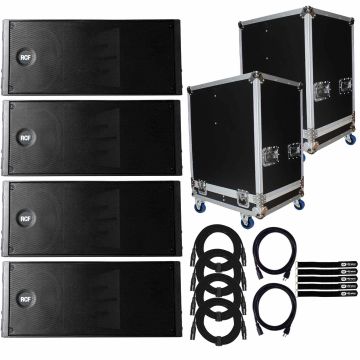 4x RCF HDL 20-A Active Line Array Module Speakers with Fight Cases Package