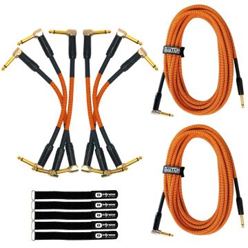 6x Clutch 6" Right Angle Patch Cables with 20FT Instrument Cables Pack