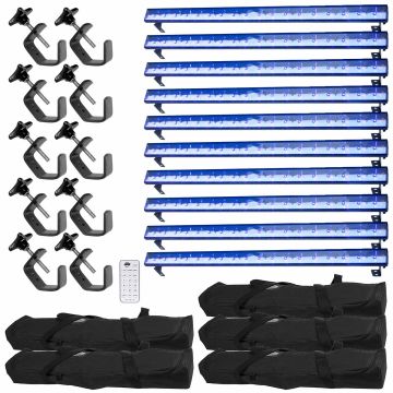 (10) American DJ ECO UV Bar Plus IR w/Clamps & Cases Bundle