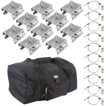 (10) Trusst CT-TENT Adjustable Tent Clamps with Lighting Safety Cables and Carry Case Package