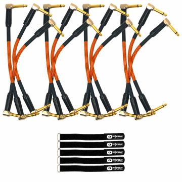 (12) Clutch 6" Right Angle 1/4" Patch Cables with Cable Ties Package