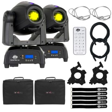 (2) American DJ Focus Spot 2X LED Moving Heads with Remote & Cases