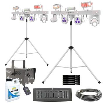 (2) Chauvet DJ GigBar Move White Systems with Fog & DMX Controller