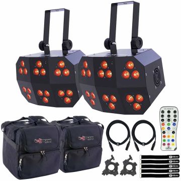 (2) Chauvet DJ Wash FX Hex Effect Lights with Remote & Carry Cases