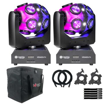 (2) ColorKey CKU-1070 Kraken FX LED Effect Lights with Utility Case