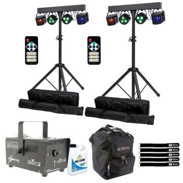 (2) ColorKey CKU-3020 PartyBar GO Lighting Packages with Fog Machine