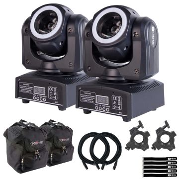 (2) ColorKey CKU-5038 QUAD MKII Moving Heads with Utility Cases