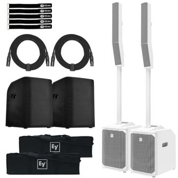 (2) Electro-Voice Evolve50M White Speakers & Subwoofer Covers