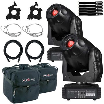 (2) Eliminator Lighting Stealth Spot Moving Head Lights with Cases