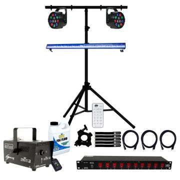 (2)-Eliminator-Mini-Par-RGBW-LED-Lights-with-American-DJ-Black-Light
