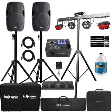 (2) Gemini AS-1200P 12" Speakers with Chauvet DJ Light System & Fog