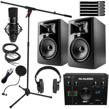 (2) JBL 305P MkII 5" Two-Way Monitors with M-Audio Recording System