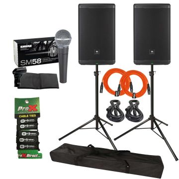 (2) JBL Professional EON715 15" EON 700 PA Speakers with Orange Cables