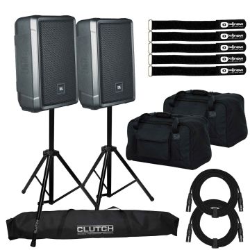 (2) JBL Professional IRX108BT Powered 8" Bluetooth Speakers with Bags