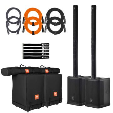 (2) JBL PRX ONE Powered Column PA Systems with Rolling Transporters