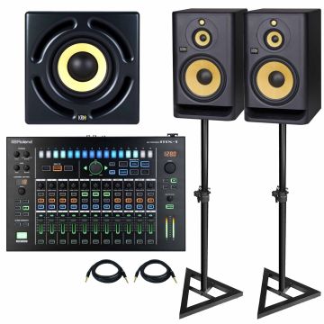 (2) KRK RP10 G4 10" Monitors with 12" Subwoofer & AIRA MX-1 Mixer