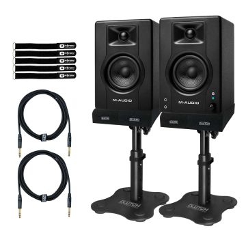 (2) M-Audio BX3PAIRBTXUS 3.5" 120W Bluetooth Monitors with Desk Stands