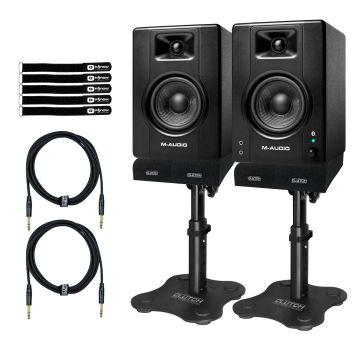 (2) M-Audio BX4PAIRBTXUS 4.5" 120W Bluetooth Monitors with Desk Stands