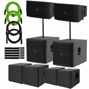 (2) Mackie DRM12A 12" Arrayable Powered Loudspeakers with 18" Powered Subwoofers Package