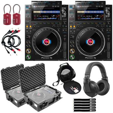 (2) Pioneer DJ CDJ-3000 Flagship Multi Players with Dustproof Cases