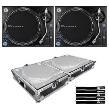 (2) Pioneer DJ PLX-1000 High Torque Direct Drive Turntables with Cases