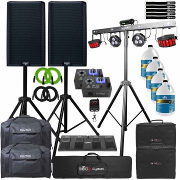 (2) QSC K12.2 12" Powered Speakers with Chauvet DJ Light System & Fog