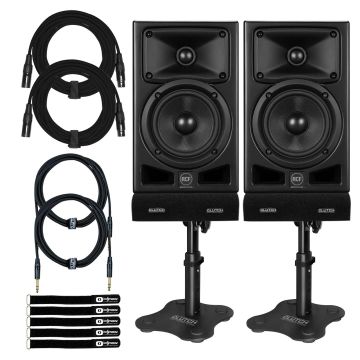 (2) RCF Ayra Five 5" Active Two-Way Monitors with Desktop Stands
