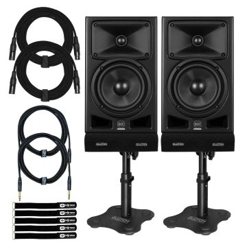 (2) RCF Ayra Six 6" Active Two-Way Monitors with Desktop Stands