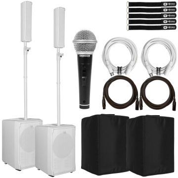 (2) RCF Evox J8-W Active Portable White Arrays with Covers Package