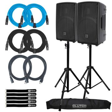 (2) RCF HD 10-A MK5 2-way 10" Powered Speakers with Stands