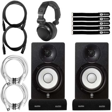 (2) Yamaha HS5 5" Powered Monitors with Headphones & Isolator Pads