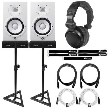 (2) Yamaha HS8W 8" White Studio Monitors with Monitoring Headphones