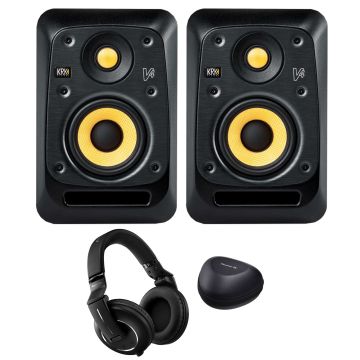 (2) KRK V4 S8 V Series 2-Way 8" Powered Monitors with Pioneer HDJ-2000MK2 DJ Headphones Package