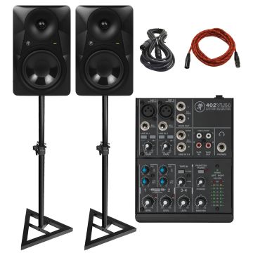 (2) Mackie MR624 6.5-inch Powered Studio Monitors with Mackie 402VLZ4 4-channel Ultra Compact Mixer Package