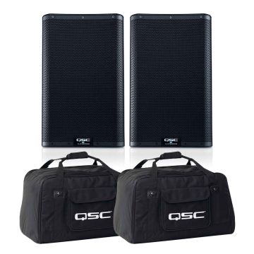 (2) QSC K10.2 K2 Series Two-Way 2000W 10" Powered Speakers Packaged with Tote Bags