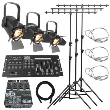 (3) Chauvet DJ EVE TF-20 PAR Can Luminaires with Obey 4 DMX Controller