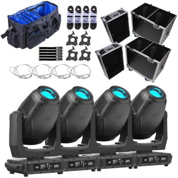 (4) American DJ HYDRO-SPOT-2 Cool White LED Moving Heads with Cases