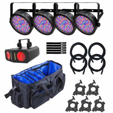 (4) Chauvet DJ SlimPAR 56 LED Uplights with Mushroom Effect Light