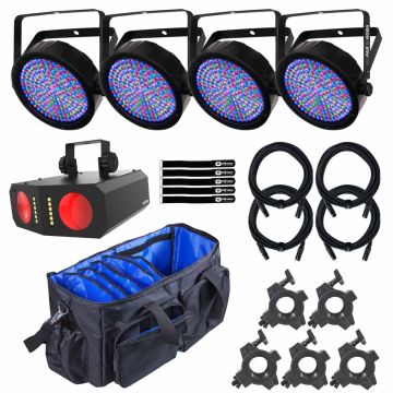 (4) Chauvet DJ SlimPAR 64 RGBA Uplights with Mushroom Effect Light