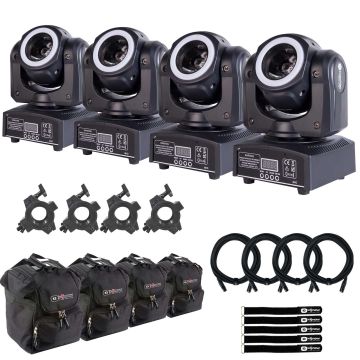 (4) ColorKey CKU-5038 QUAD MKII Moving Heads with Utility Cases