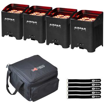 (4) ColorKey CKU-7060 AirPar HEX 4 Wireless Uplights with Carry Bag