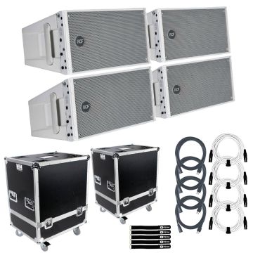 (4) RCF HDL 10-A White Active Line Array Modules with Flight Cases