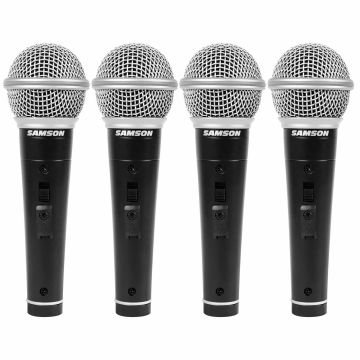 (4) Samson M10 Handheld Dynamic Vocal Microphones Package