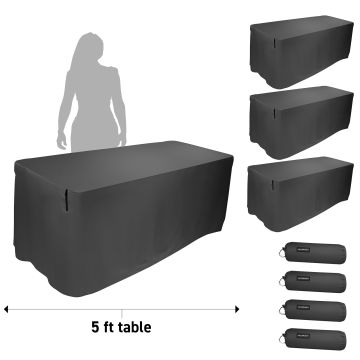 (4) Ultimate Support USDJ-5TCB 5ft Table Covers (Black) Package
