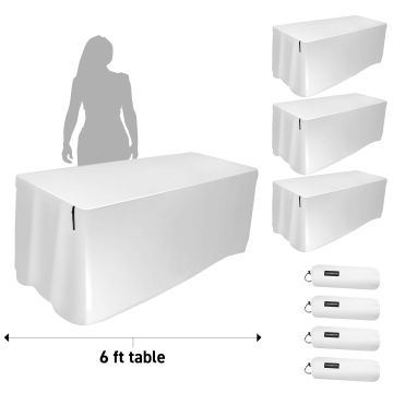 (4) Ultimate Support USDJ-6TCW 6ft Table Covers (White) Package
